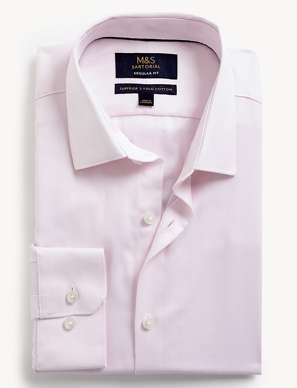 Regular Fit Pure Cotton Herringbone Shirt