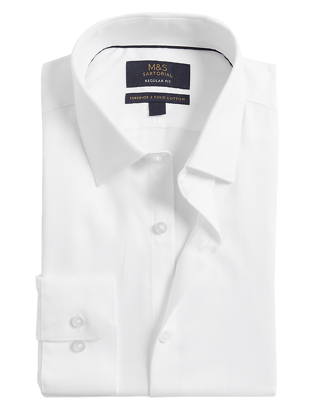 Regular Fit Pure Cotton Herringbone Shirt