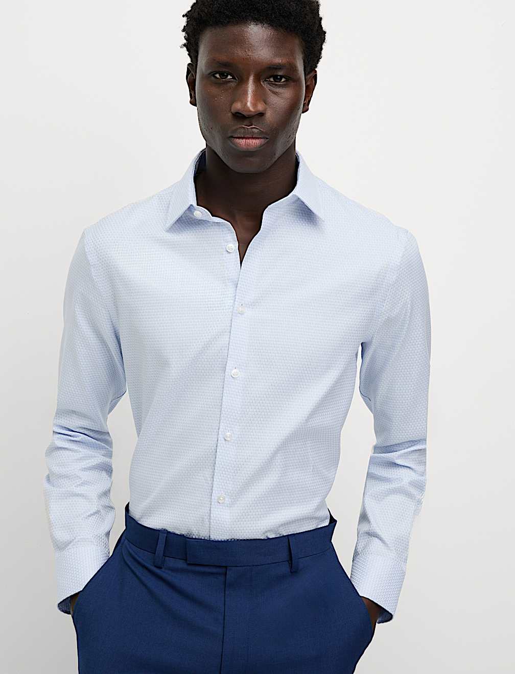 Slim Fit Luxury Pure Cotton Textured Shirt