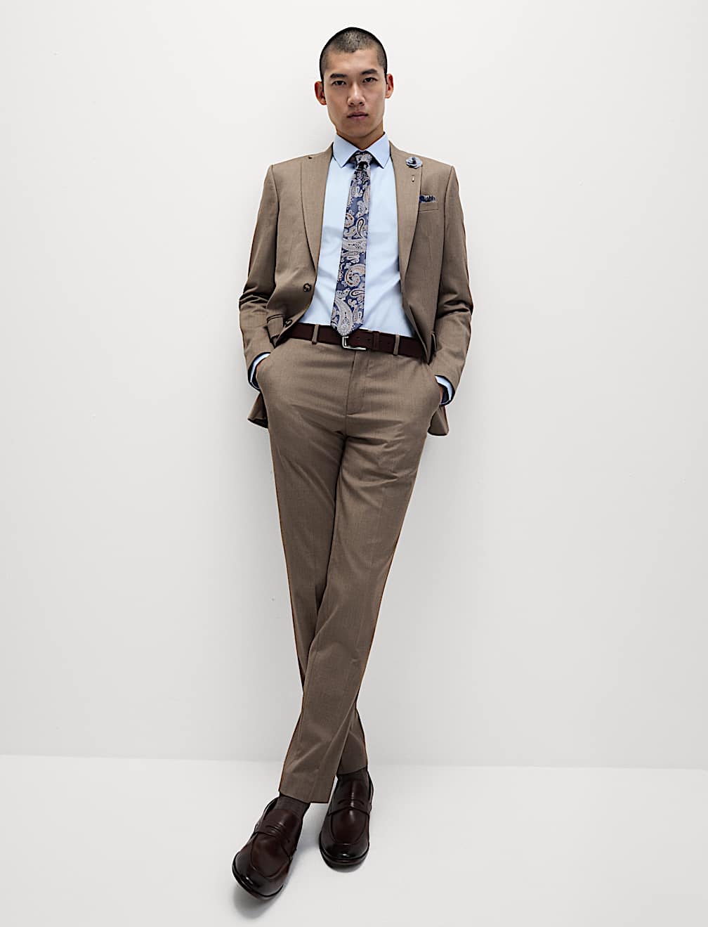 4pc Regular Fit Easy Iron Shirt and Tie Set