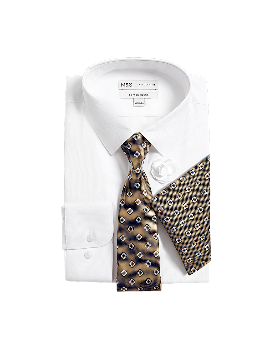 4pc Regular Fit Easy Iron Shirt and Tie Set