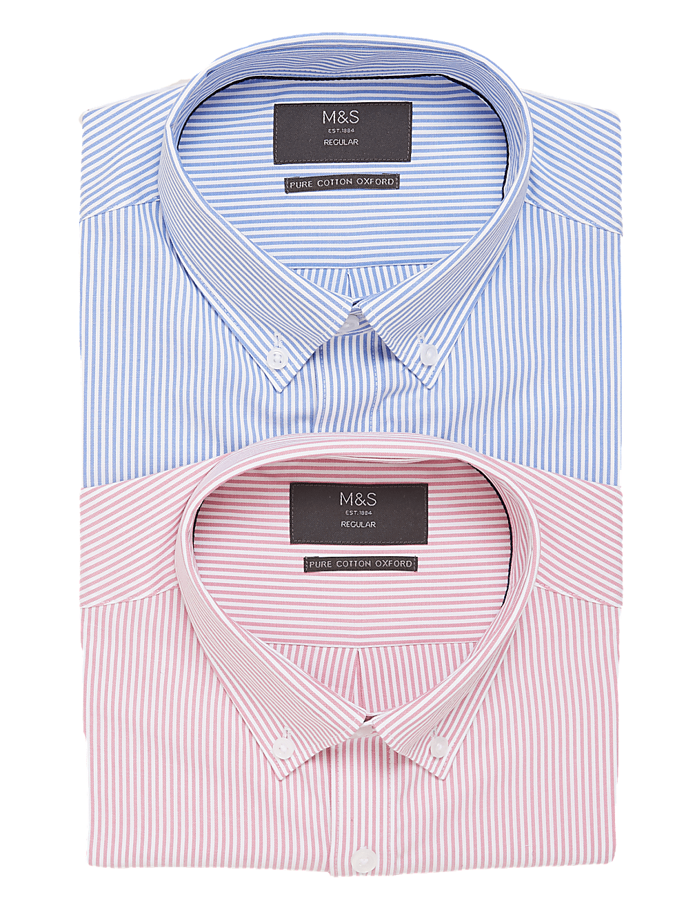 2 Pack Regular Fit Striped Oxford Shirts
