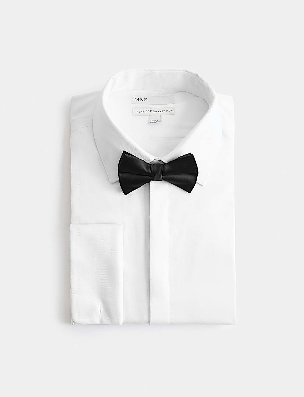 Slim Fit Cotton Dress Shirt with Bow Tie