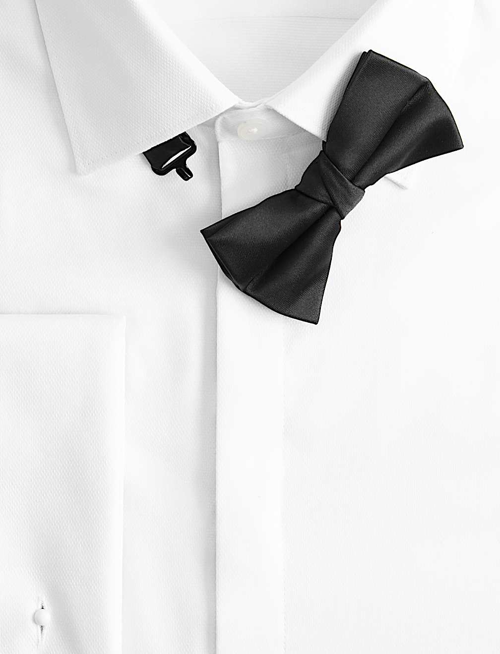 Slim Fit Cotton Dress Shirt with Bow Tie