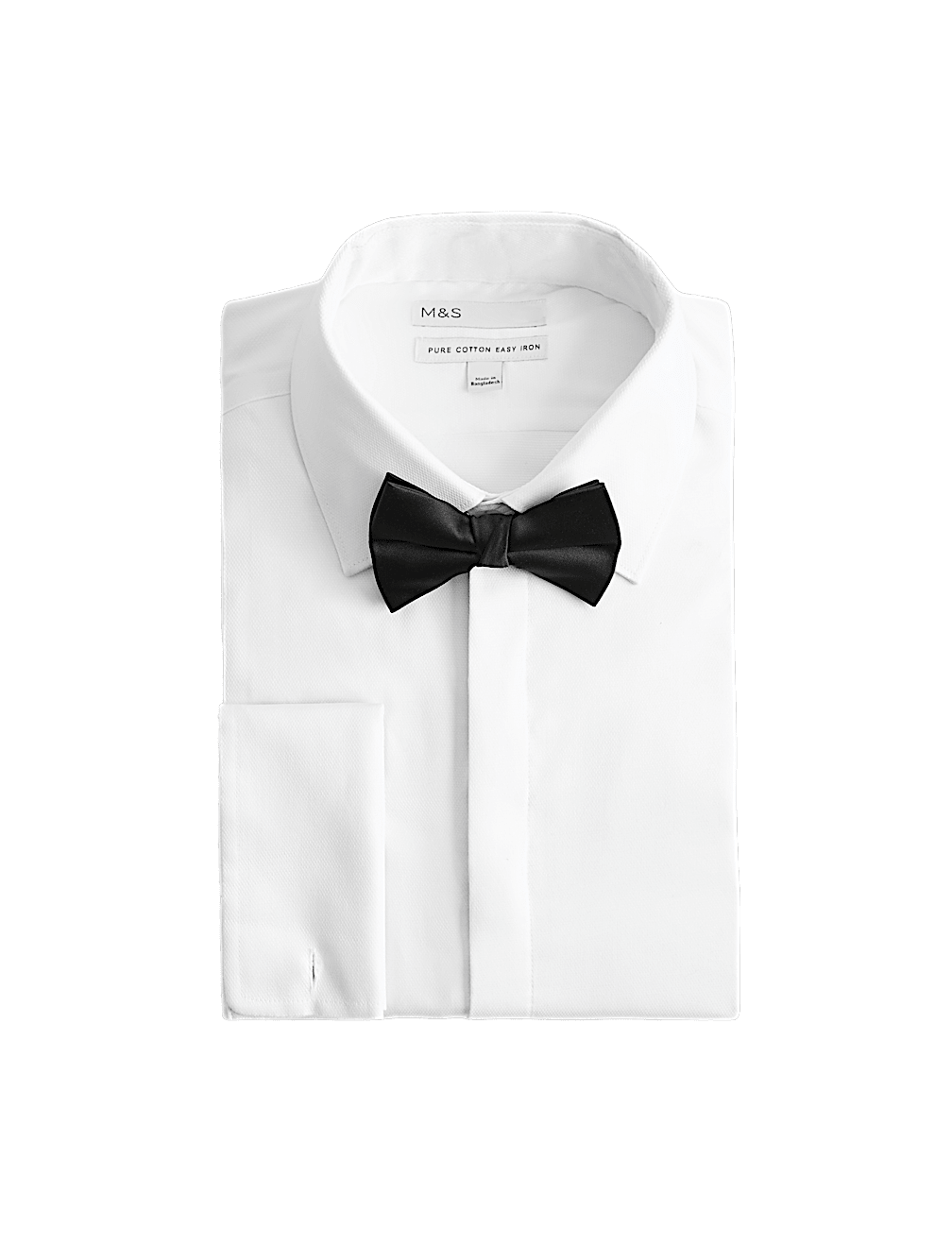 Slim Fit Cotton Dress Shirt with Bow Tie