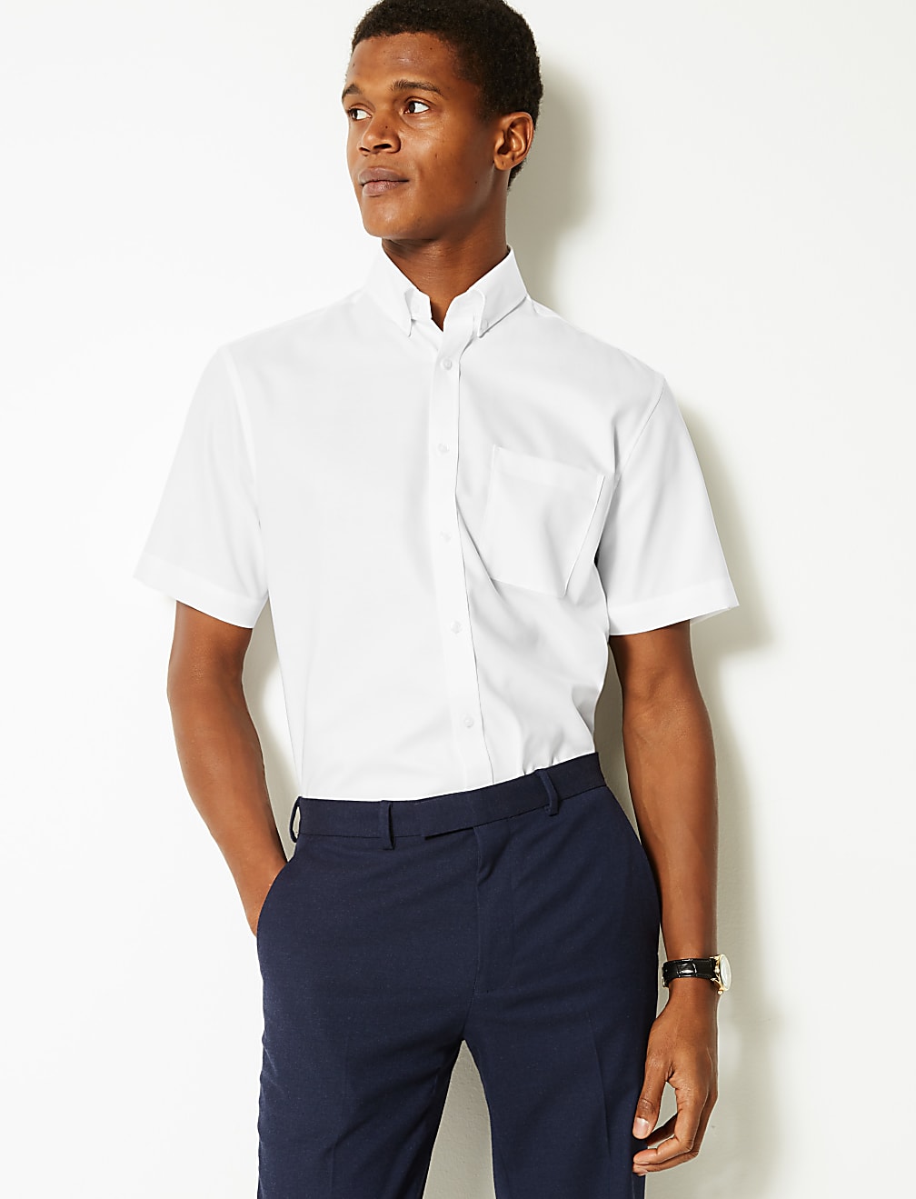 Tailored Fit Short Sleeve Oxford Shirt