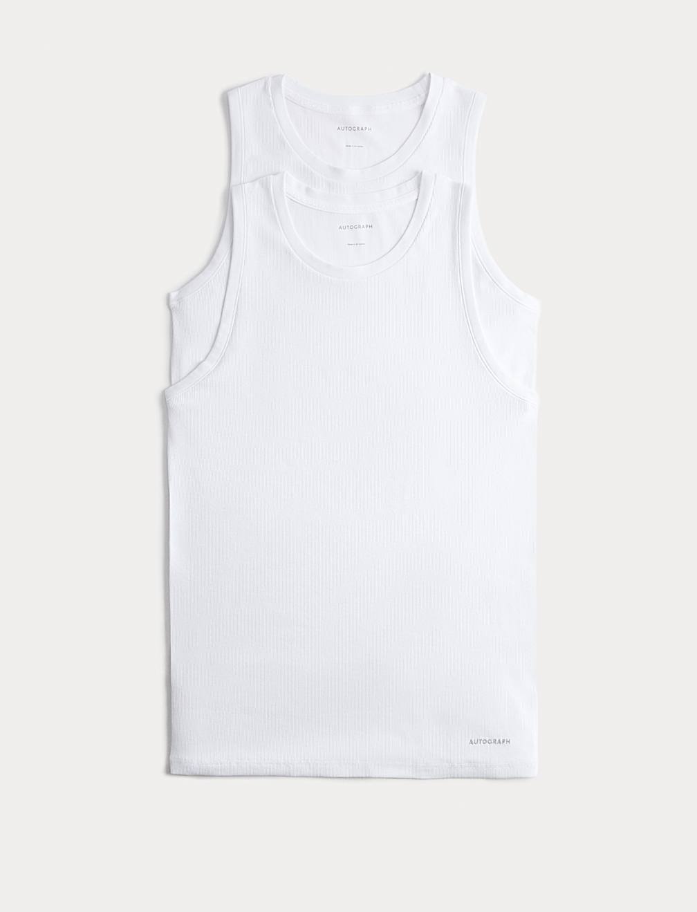 2pk Cotton Rich Ribbed Sleeveless Vests