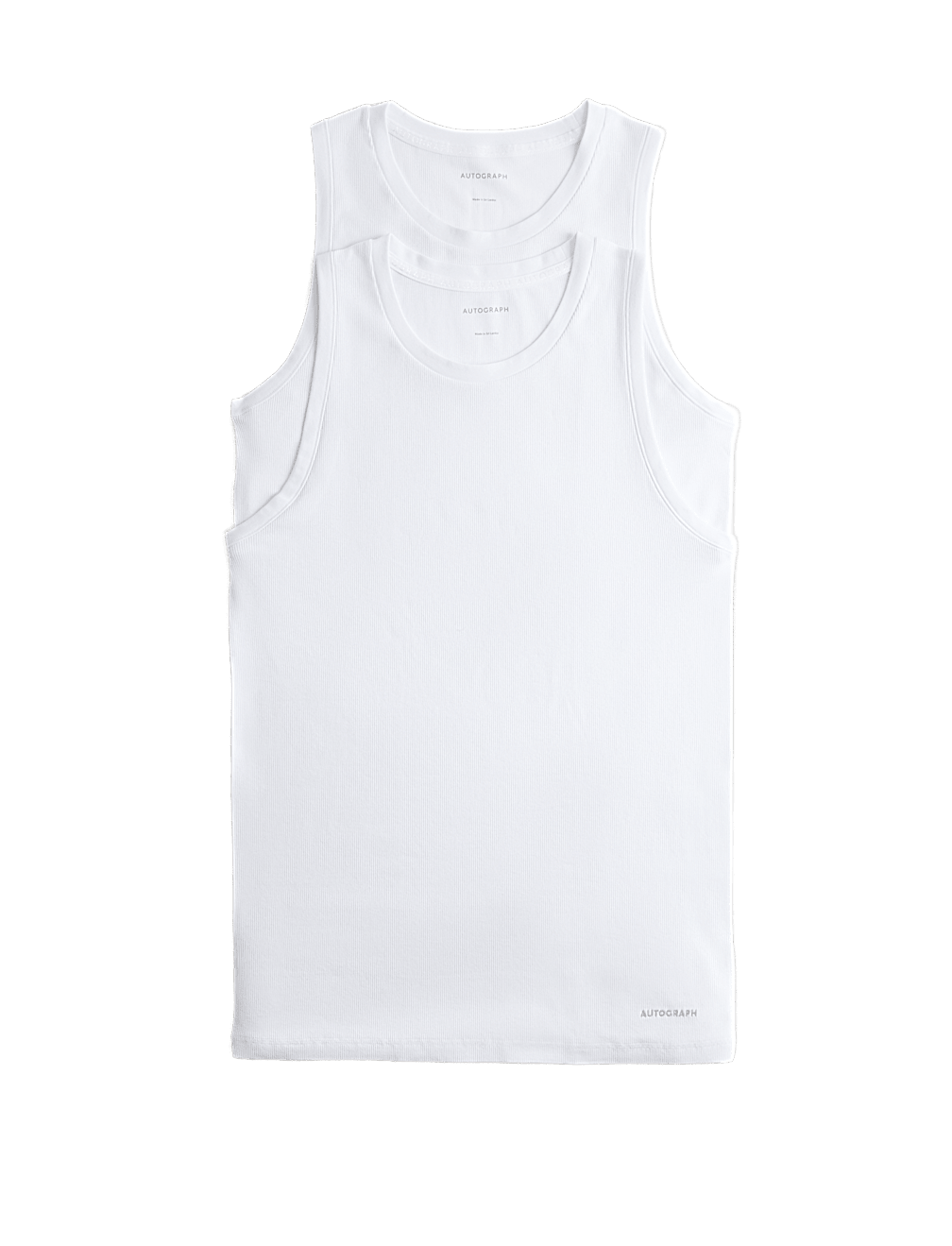 2pk Cotton Rich Ribbed Sleeveless Vests