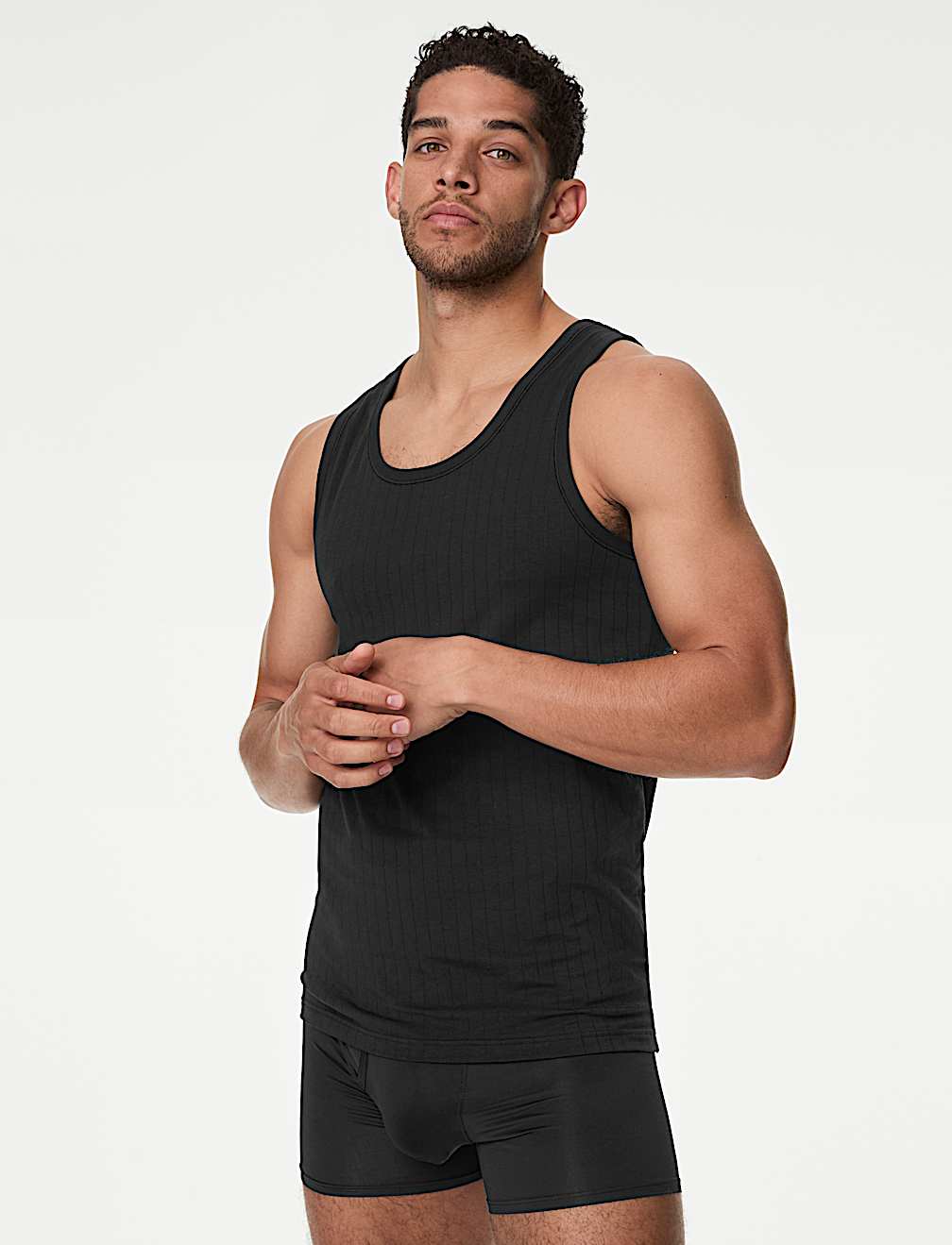 2pk Supima® Cotton Drop Needle Sleeveless Vest Box