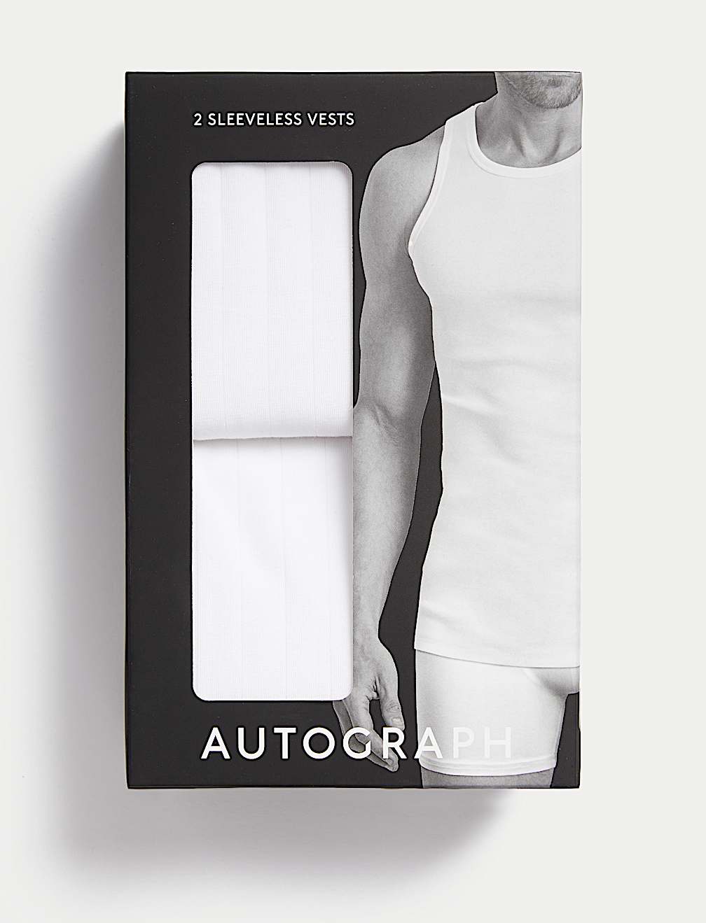 2pk Supima® Cotton Drop Needle Sleeveless Vest Box
