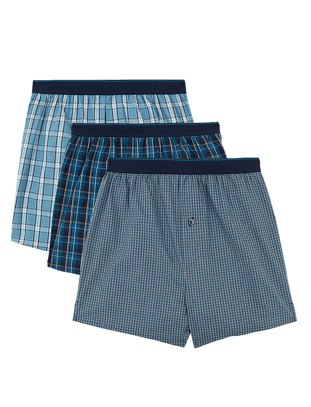 3pk Pure Cotton Checked Woven Boxers