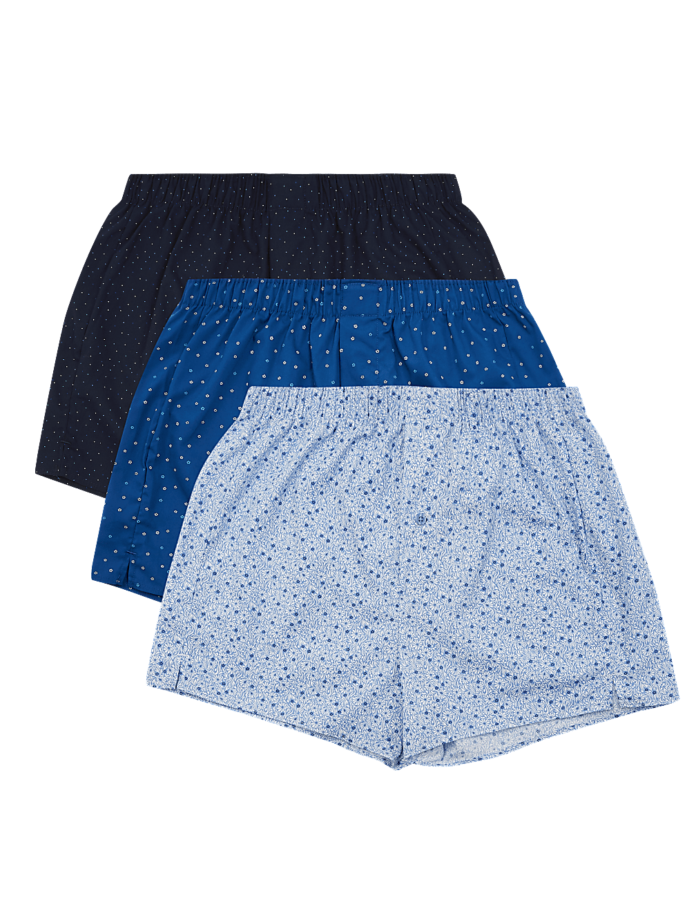 3pk Pure Cotton Printed Woven Boxers