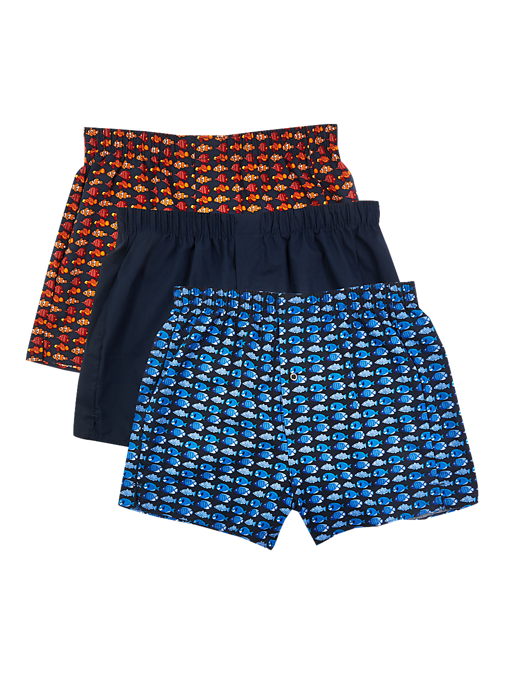 3 Pack Cotton Tropical Fish Print Boxers