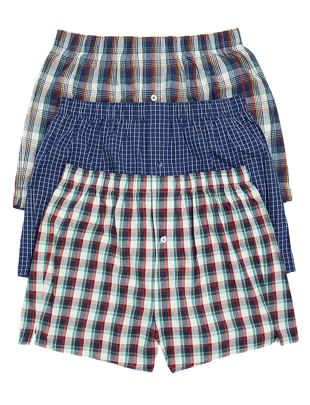 3pk Pure Cotton Checked Woven Boxers