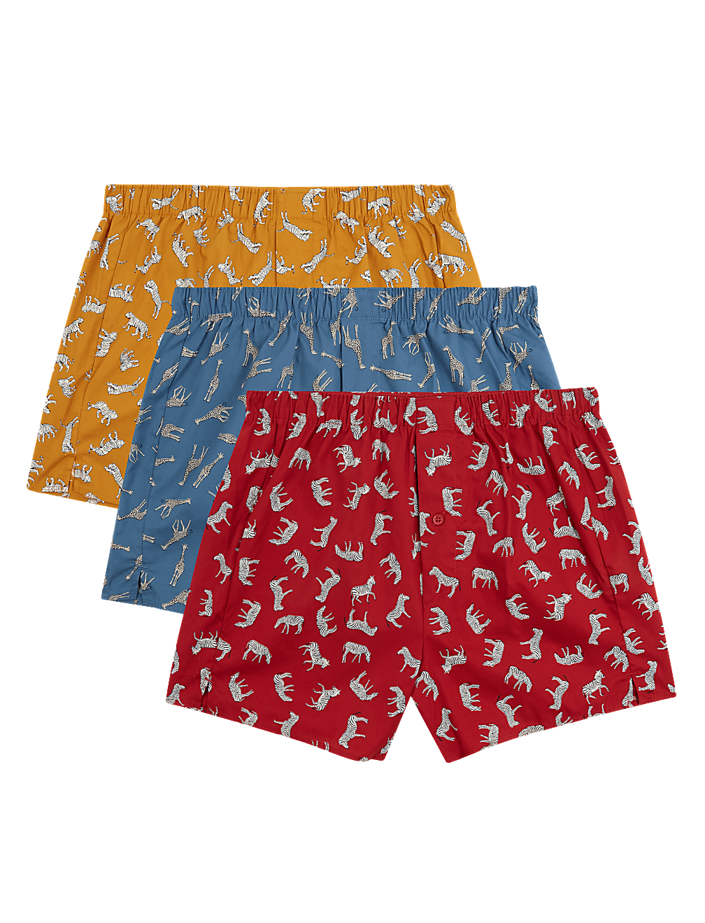3 Pack Pure Cotton Safari Print Boxers
