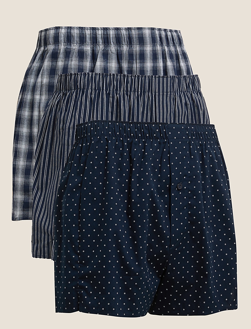 3pk Pure Cotton Pattern Woven Boxers