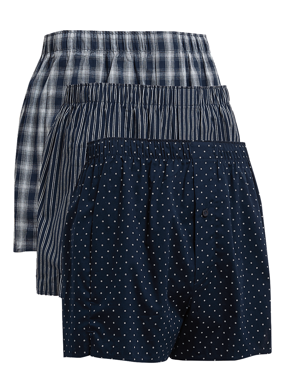 3pk Pure Cotton Pattern Woven Boxers