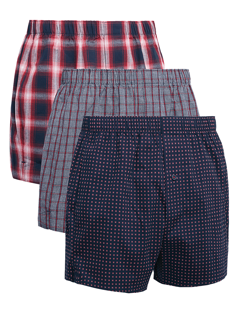 3pk Pure Cotton Checked Woven Boxers