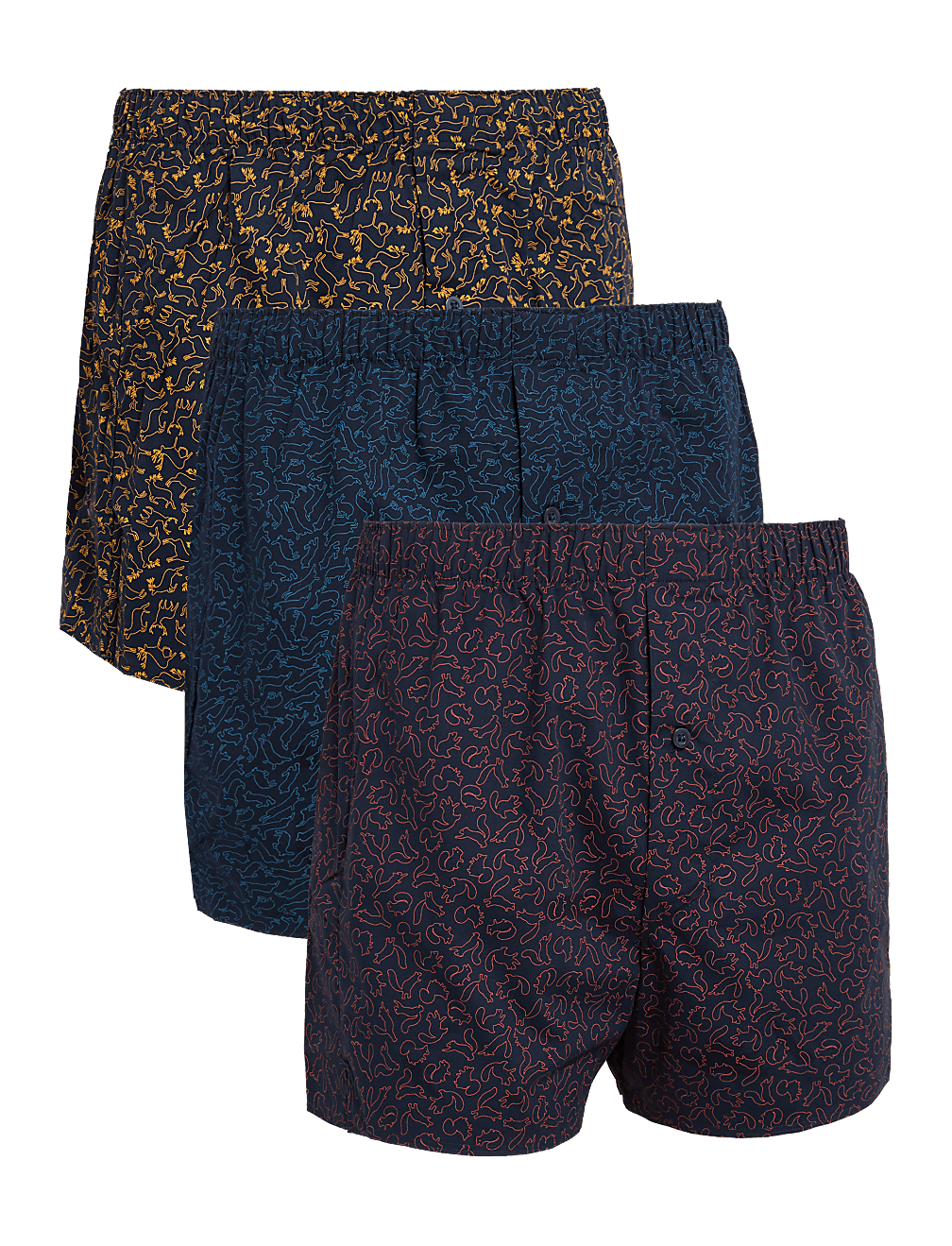 3pk Pure Cotton Assorted Woven Boxers