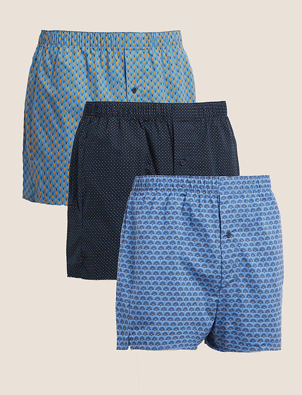 3pk Pure Cotton Printed Woven Boxers