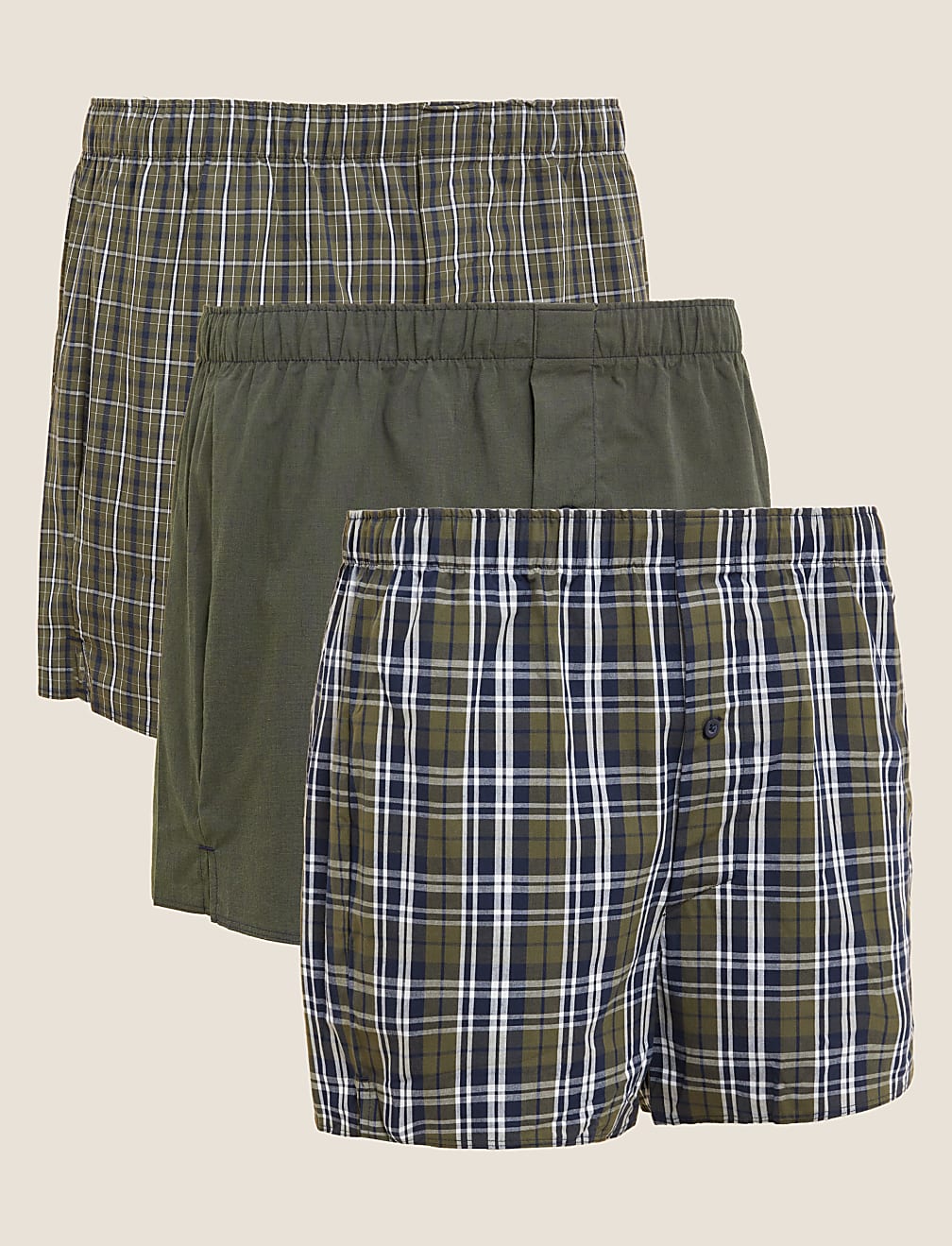 3pk Pure Cotton Checked Woven Boxers