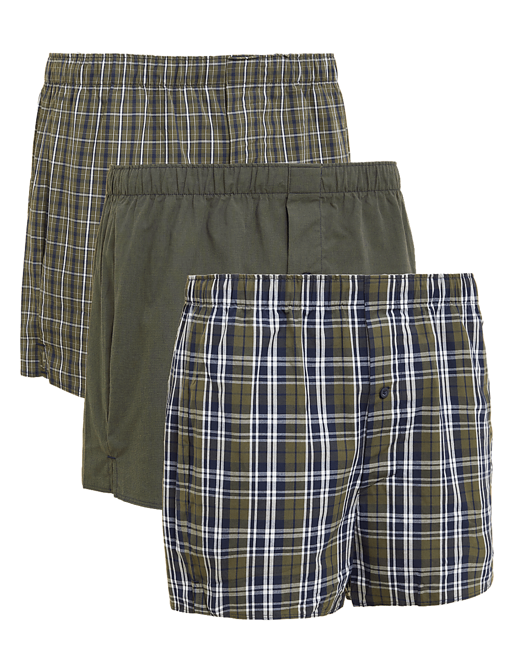 3pk Pure Cotton Checked Woven Boxers