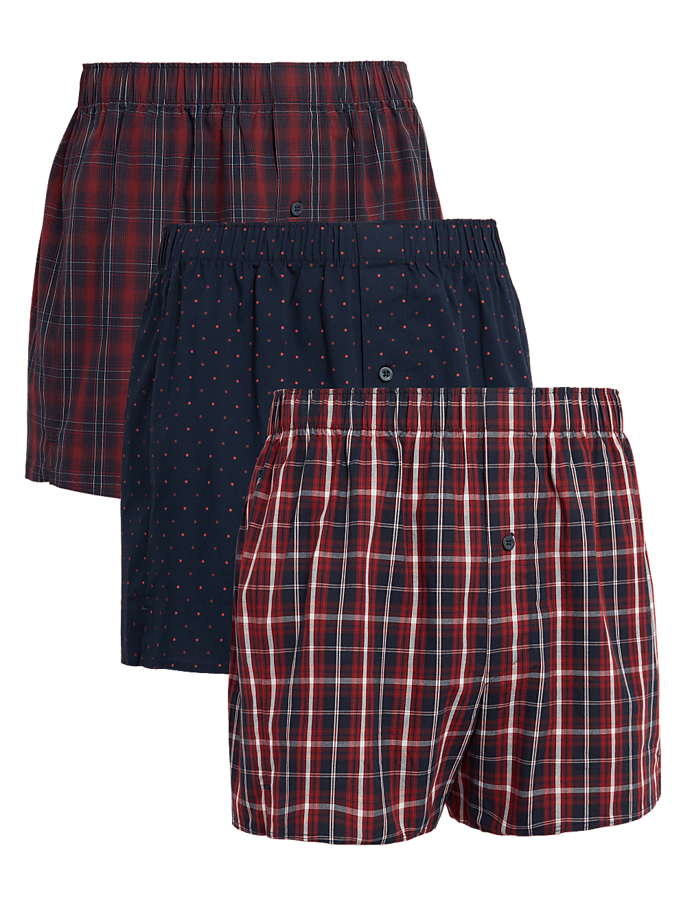 3pk Pure Cotton Assorted Woven Boxers