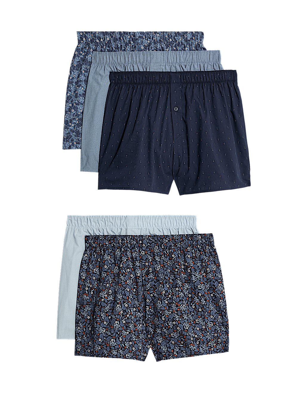 5pk Pure Cotton StayNew™ Floral Woven Boxers
