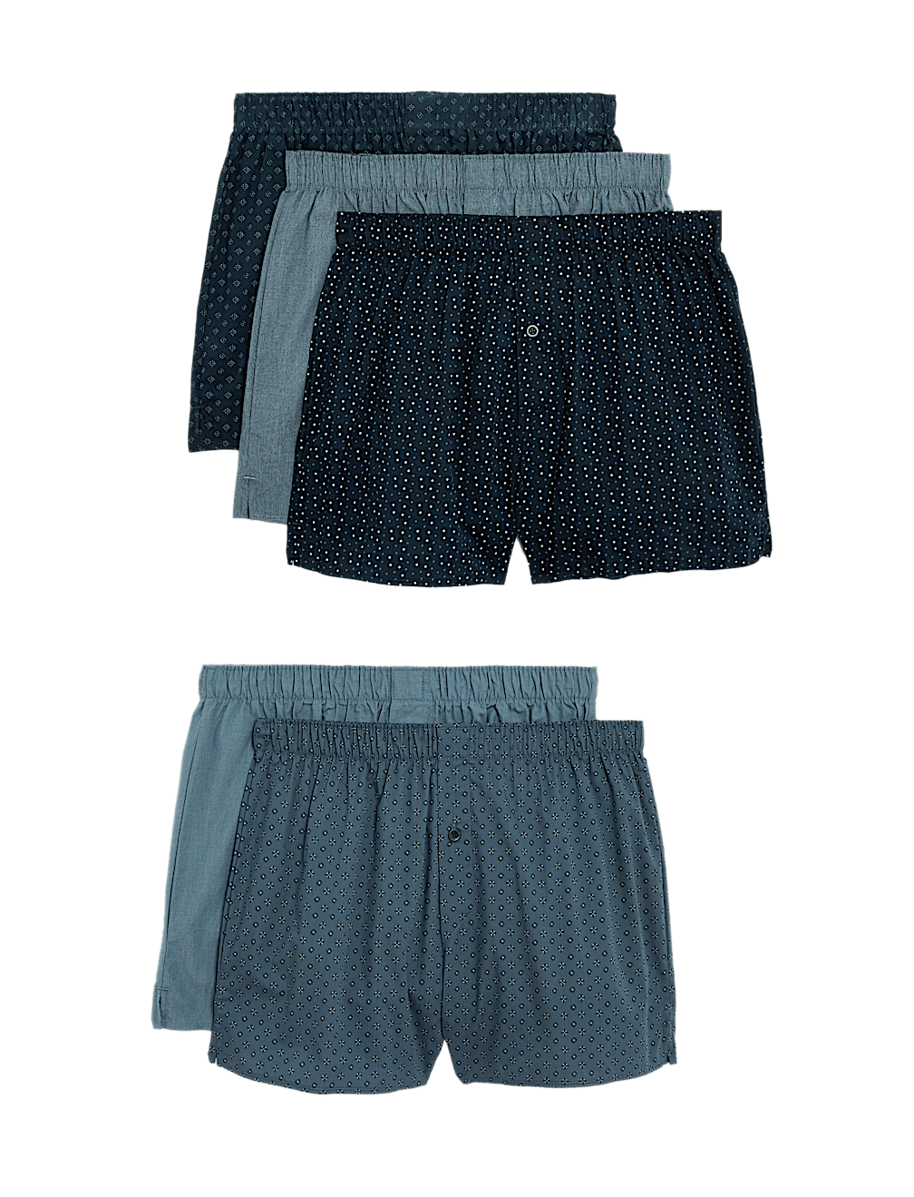5pk Pure Cotton Foulard Woven Boxers