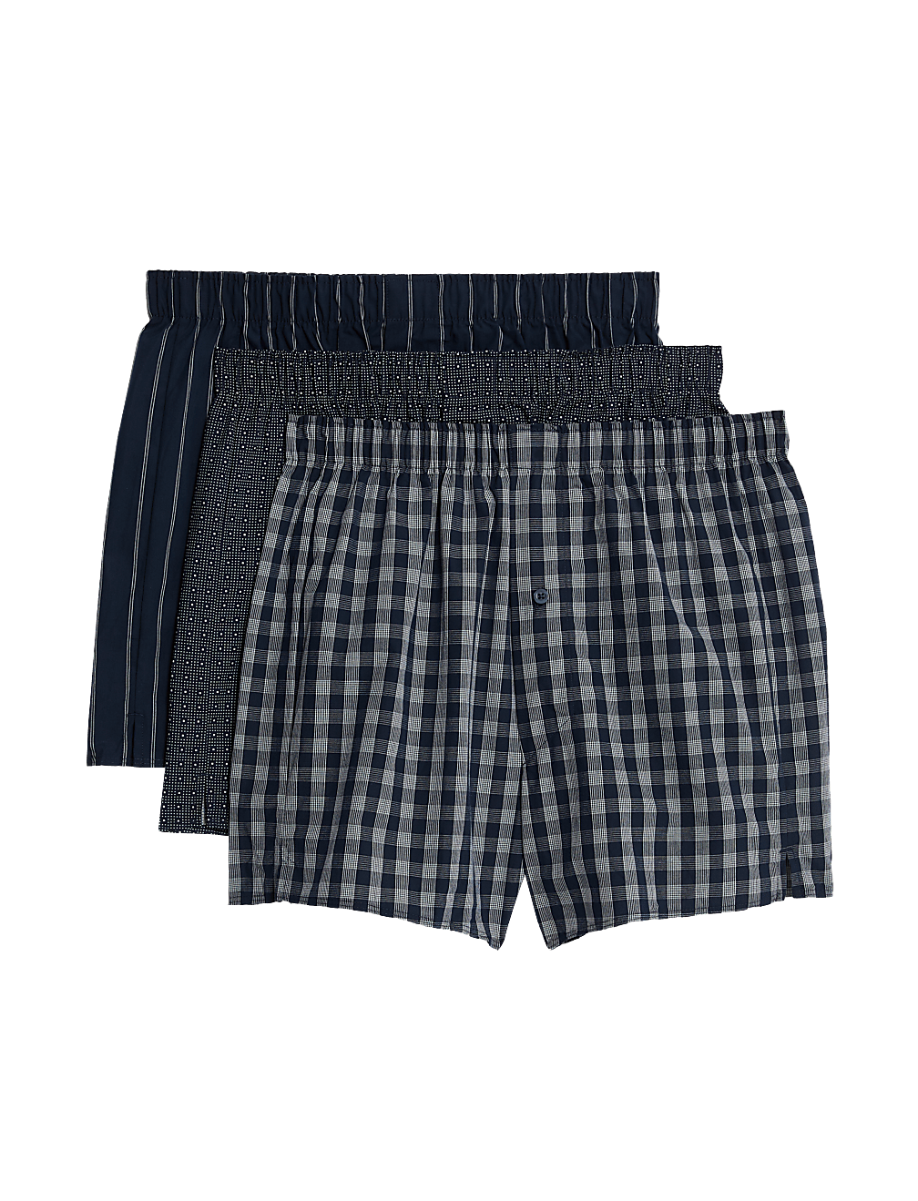 3pk Pure Cotton Assorted Woven Boxers
