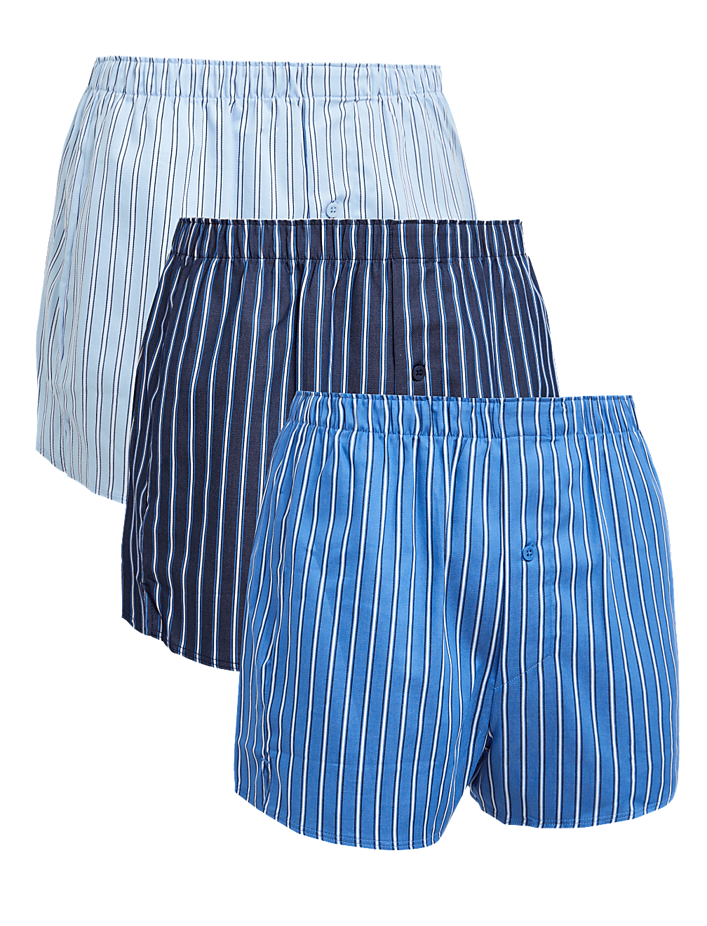 3pk Pure Cotton Striped Woven Boxers