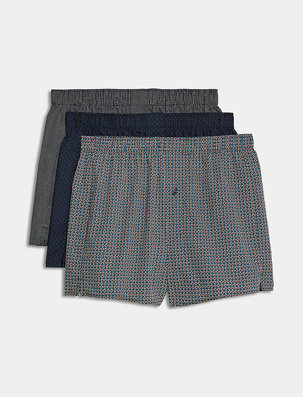 3pk Pure Cotton Geometric Woven Boxers