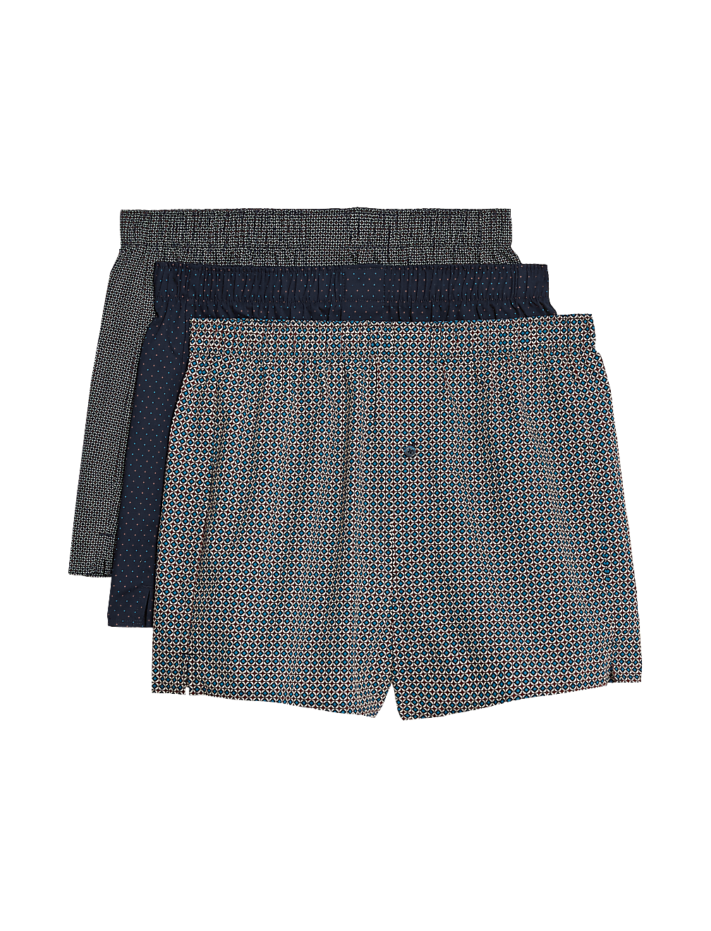 3pk Pure Cotton Geometric Woven Boxers