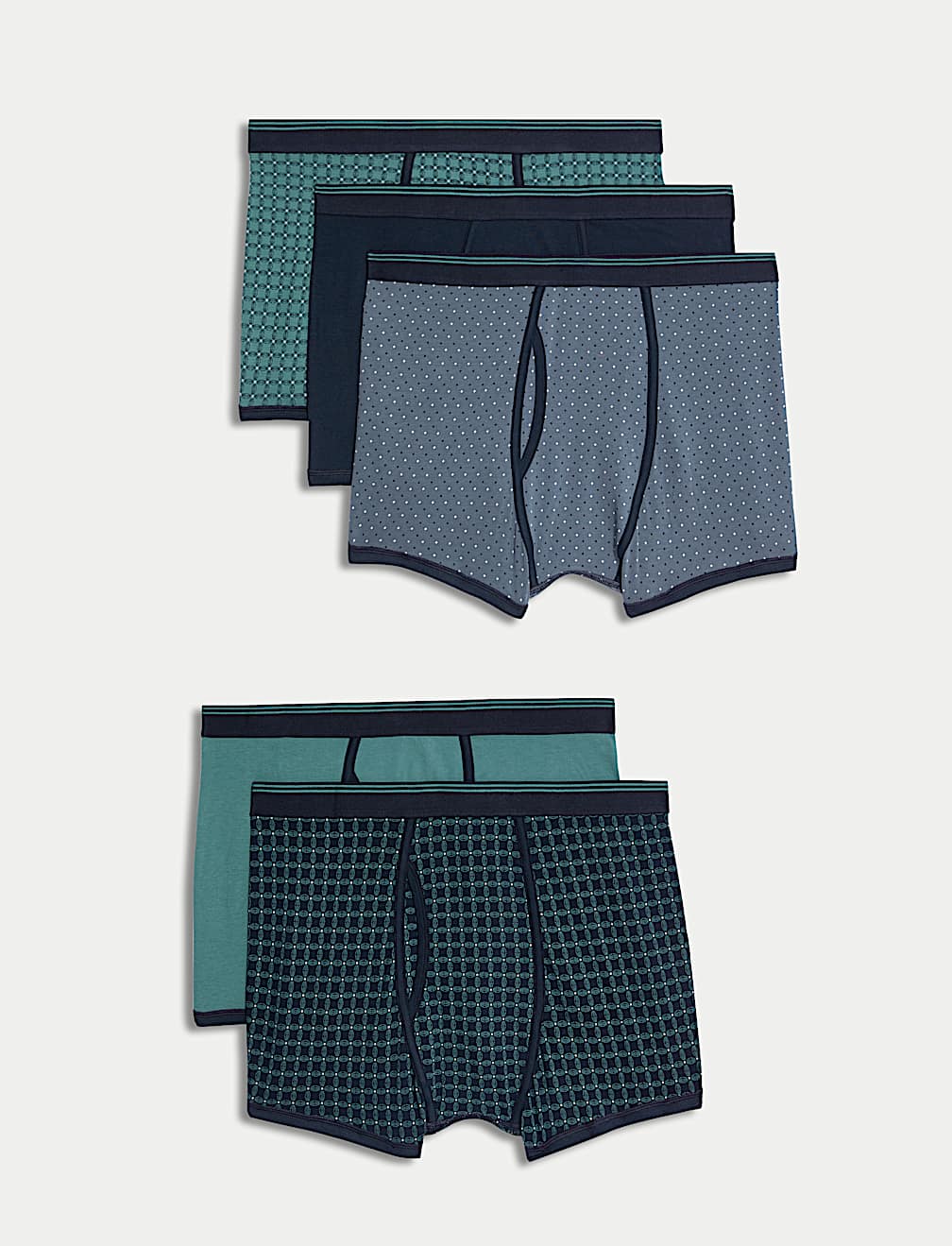 5pk Cotton Rich Stretch Cool & Fresh™ Geometric Trunks