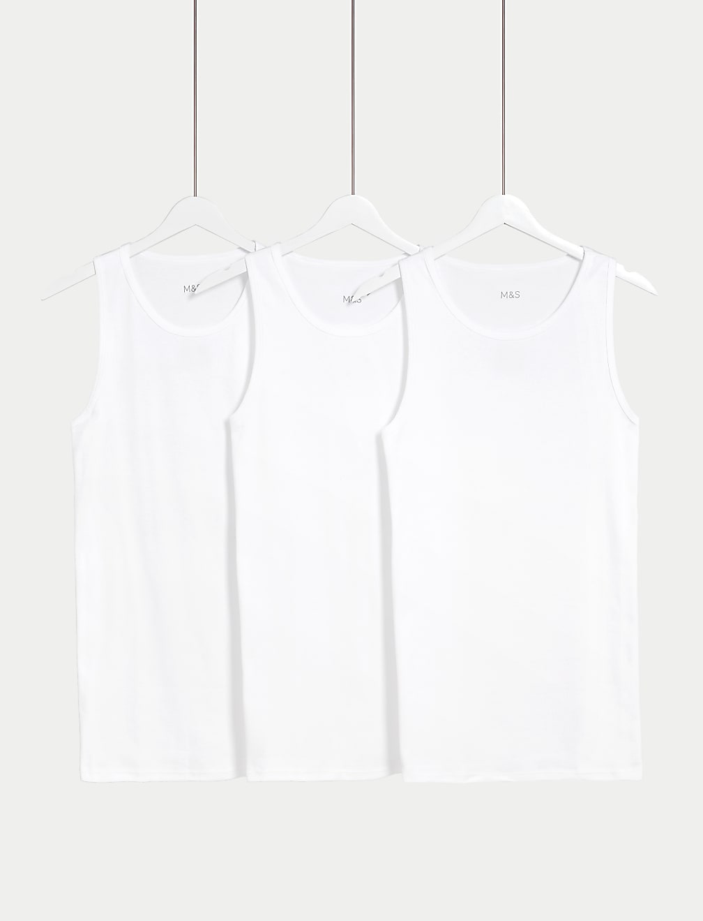 3pk Pure Cotton Sleeveless Vests