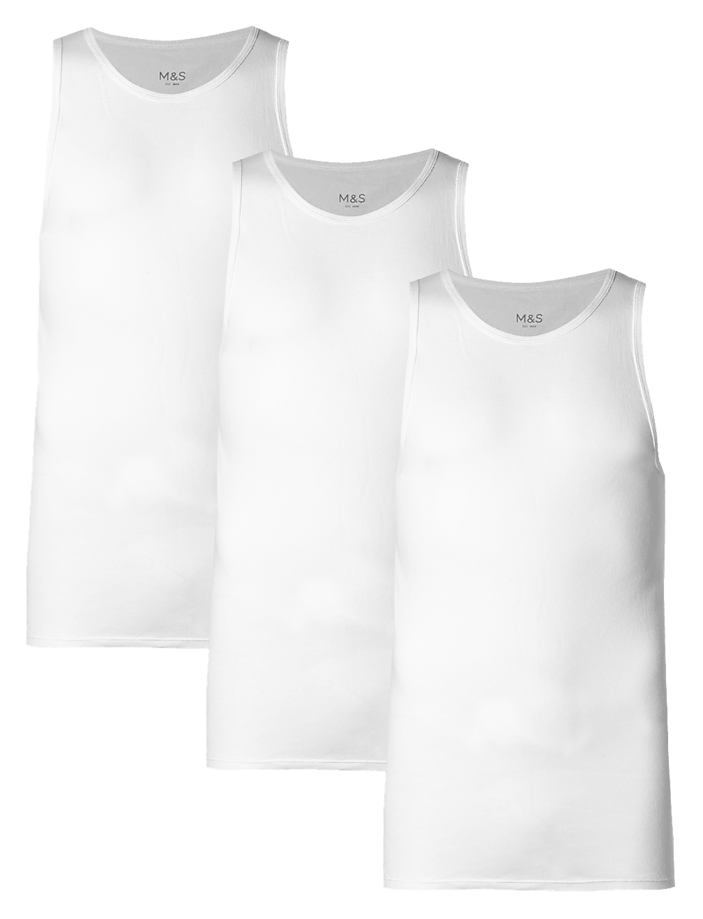 3pk Pure Cotton Sleeveless Vests
