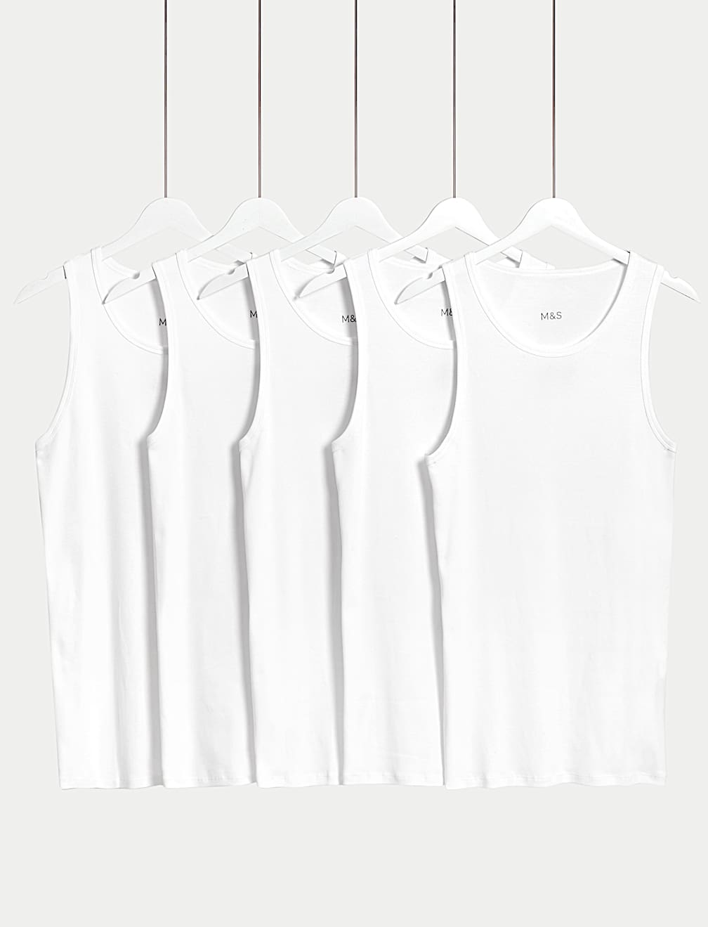 5pk Essential Cotton Sleeveless Vests