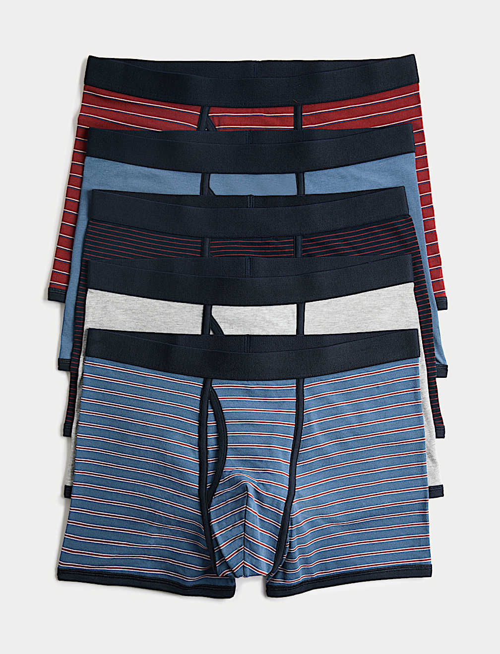 5 Pack Cotton Stretch Striped Trunks