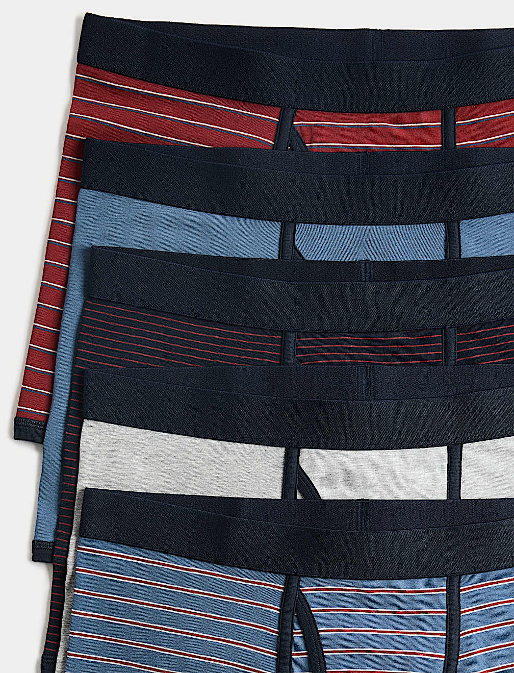 5 Pack Cotton Stretch Striped Trunks
