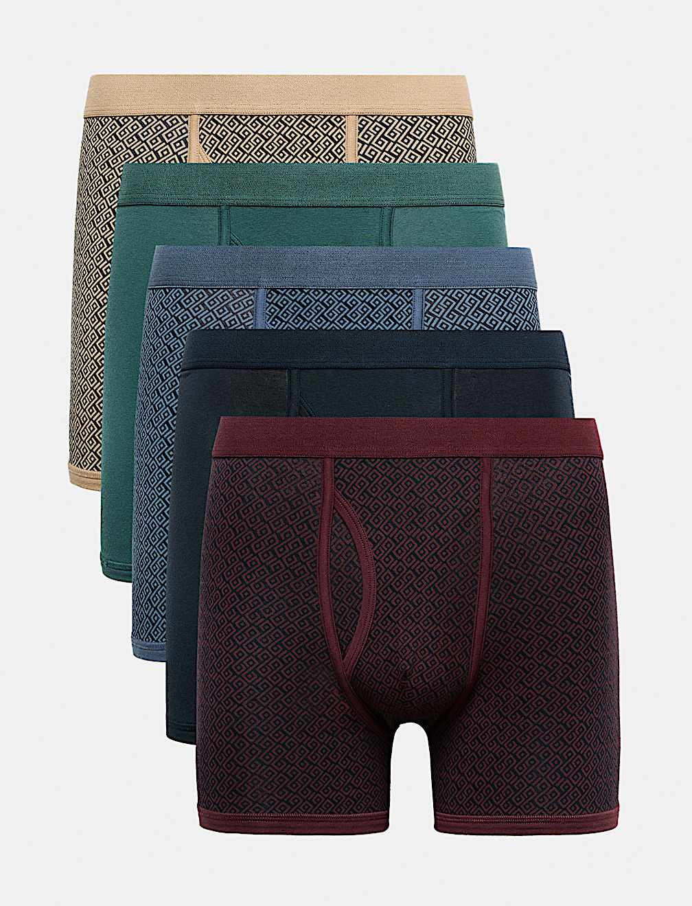 5pk Cotton Stretch Geometric Trunks