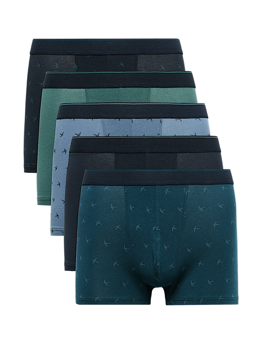 5 Pack Cotton Stretch Swallow Print Hipsters