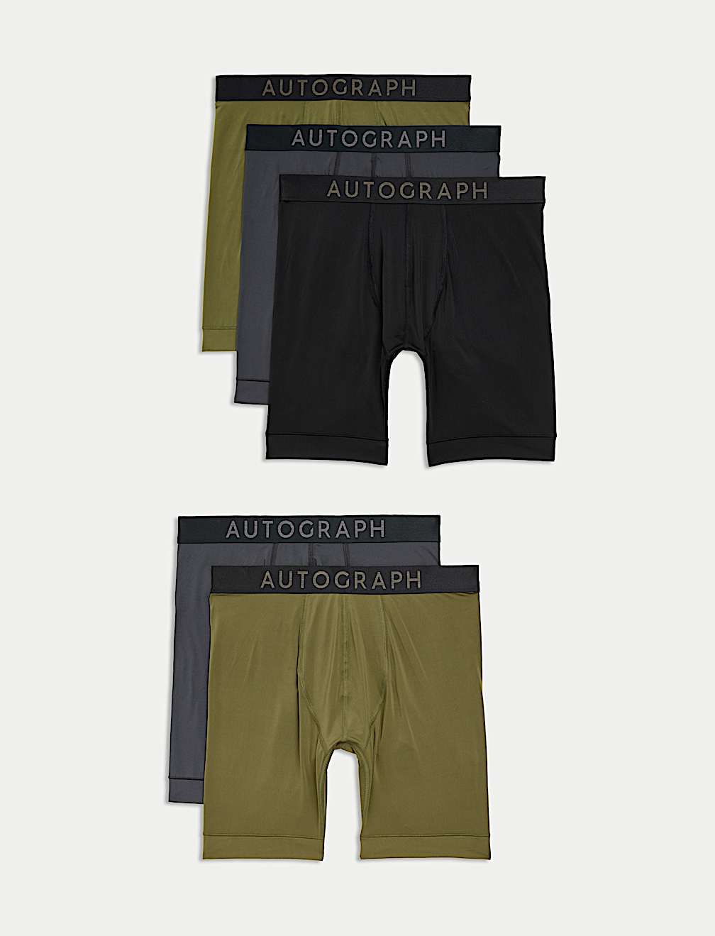 5pk Sports Longer Leg Trunks with Stretch