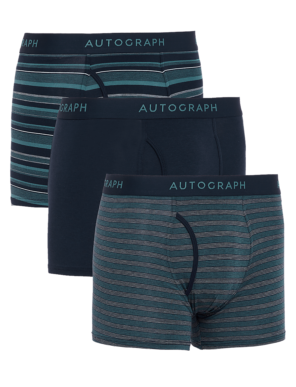 3pk Supima® Cotton Blend Striped Trunks