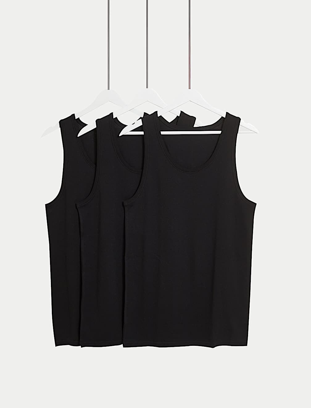 3pk Pure Cotton Sleeveless Vests