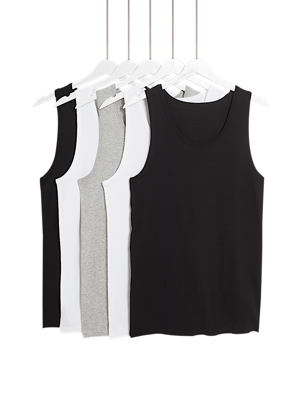 5pk Pure Cotton Sleeveless Vests