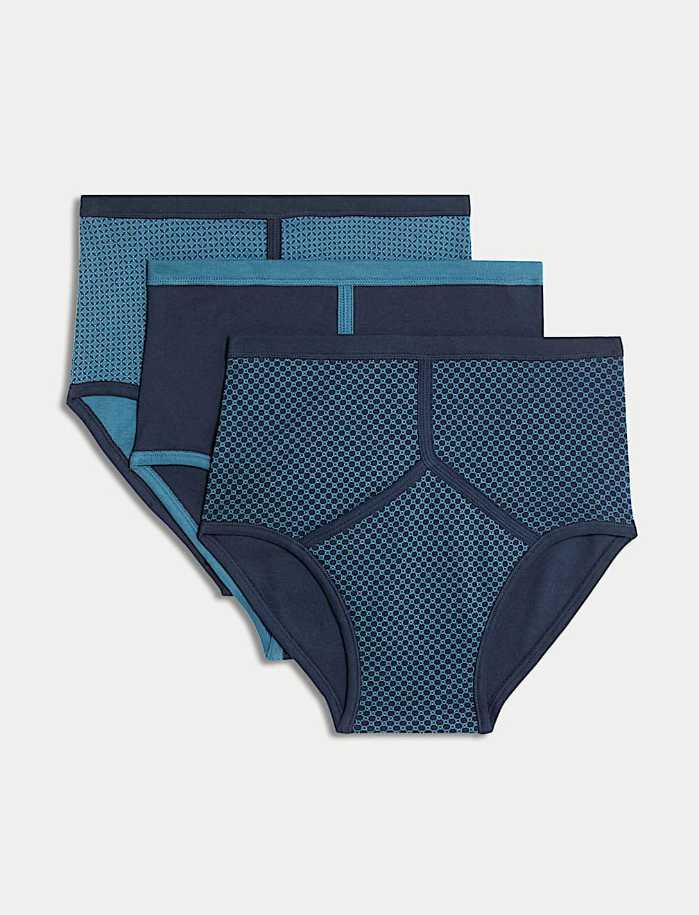 3pk Pure Cotton Assorted Pattern High Waist Briefs
