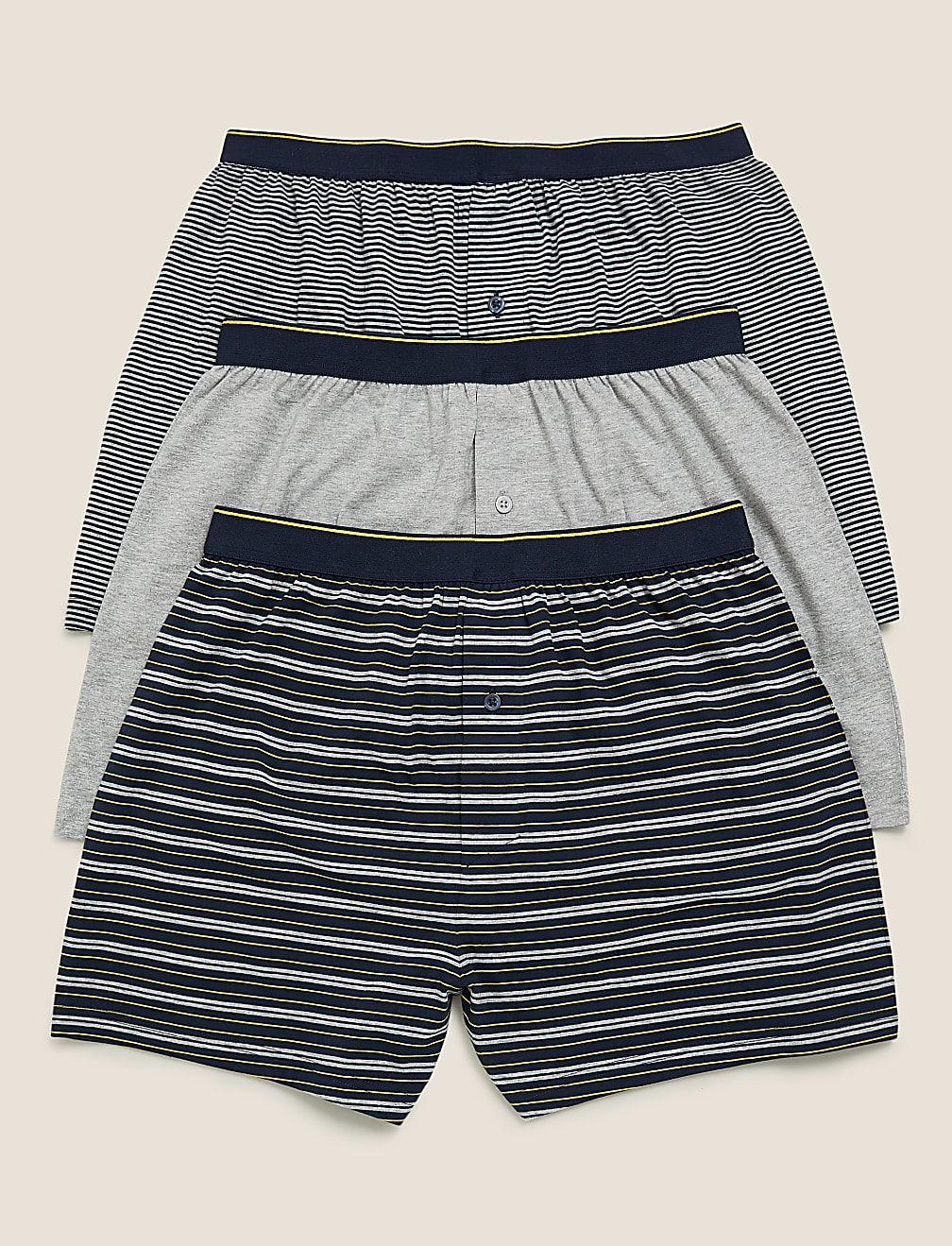 3pk Pure Cotton Striped Jersey Boxers