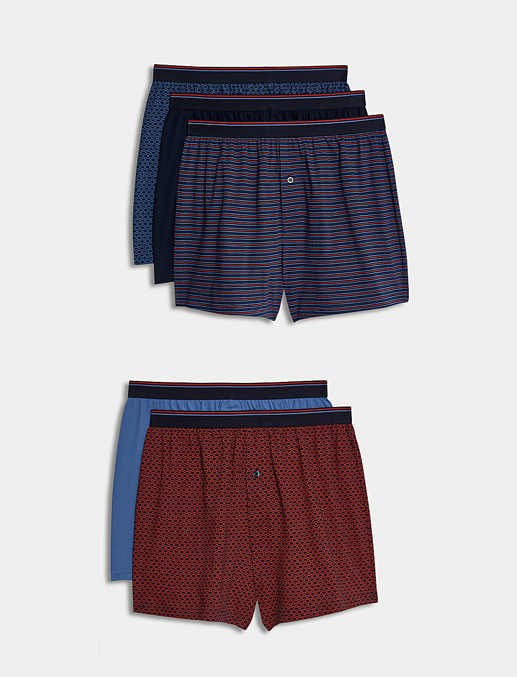 5pk Pure Cotton Assorted Jersey Boxers