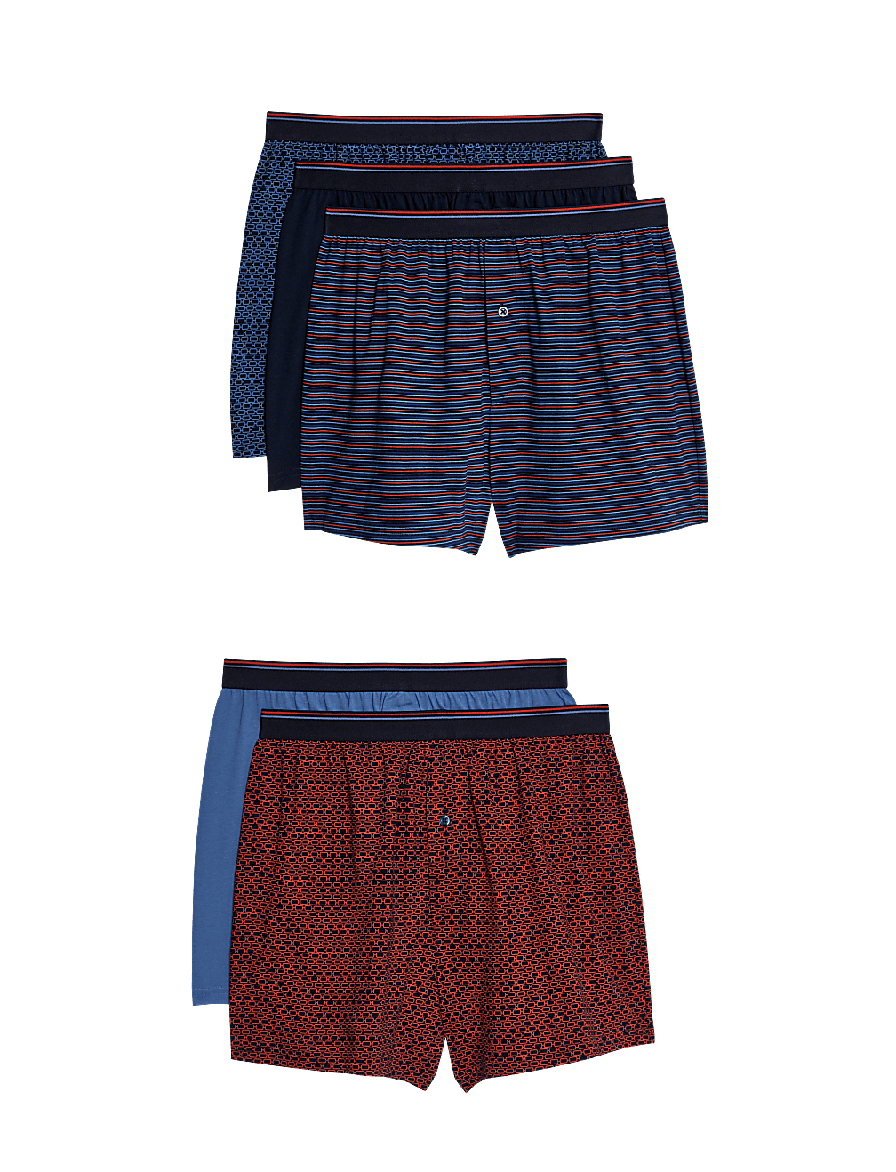 5pk Pure Cotton Assorted Jersey Boxers