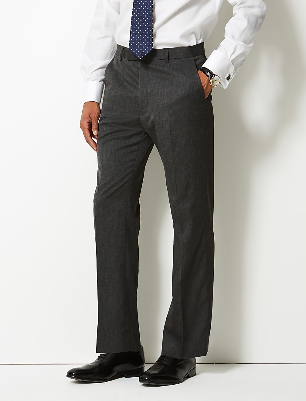 Grey Regular Fit Trousers